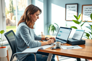 Illustration of the online loan process with digital forms and approvals