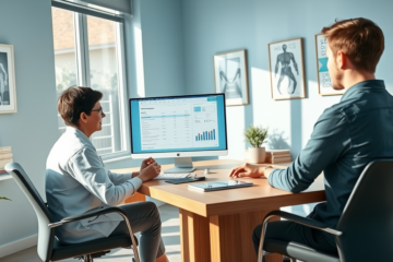 An image depicting a healthcare consultation with instant result interpretation.