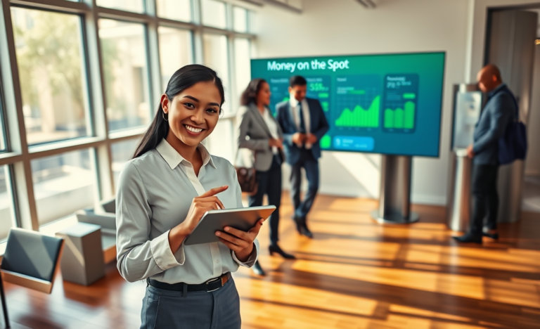 A person accessing their earned wages instantly through a financial service.