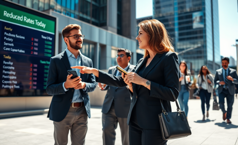 A graphic showing reduced rates for loans and mortgages, encouraging consumers to take advantage of savings opportunities.