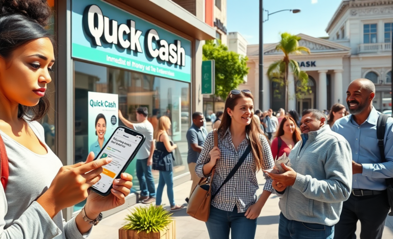 A person holding cash with a relieved expression, symbolizing quick access to money without bureaucratic delays.