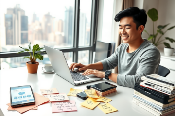 A person using a laptop to earn quick money online.