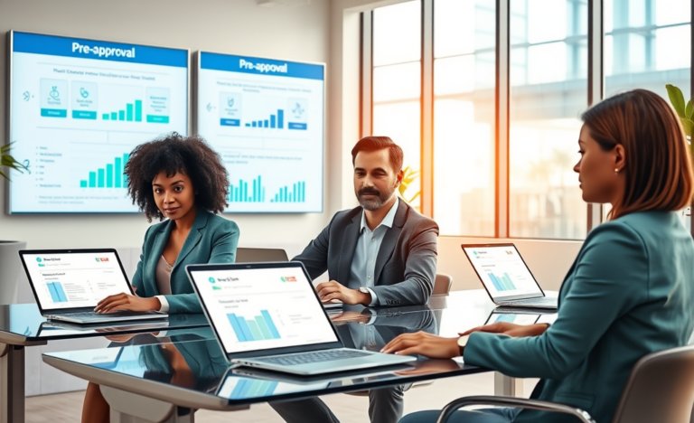 Illustration depicting the pre-approval process on digital platforms.