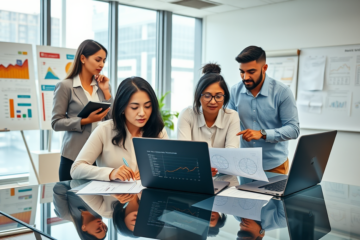 A business professional reviewing contract documents to evaluate terms, conditions, and rates.