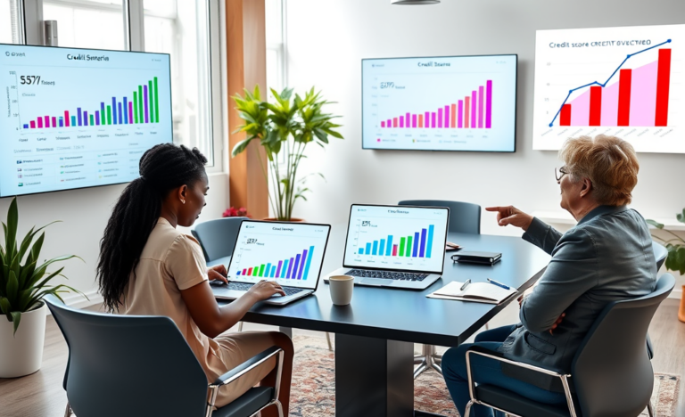 A visual guide to understanding credit simulations and comparisons, showcasing how various financial decisions impact credit scores.
