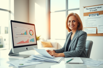 A person reviewing their credit report and financial documents to improve their credit approval value.