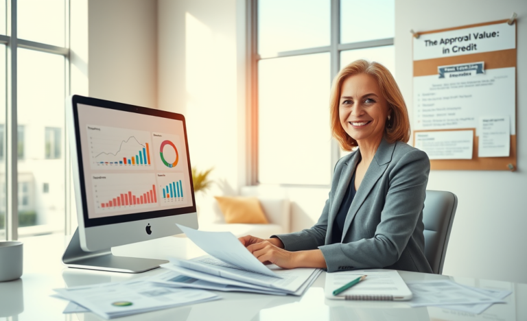 A person reviewing their credit report and financial documents to improve their credit approval value.