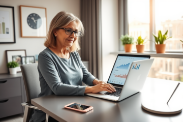 A person applying for a digital loan on a laptop at home.
