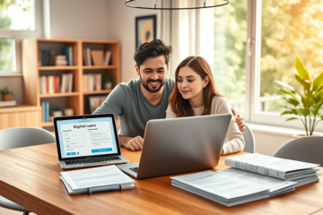 Illustration of the pros and cons of personal and digital loans.