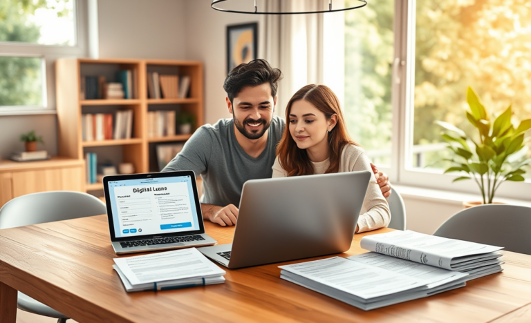 Illustration of the pros and cons of personal and digital loans.