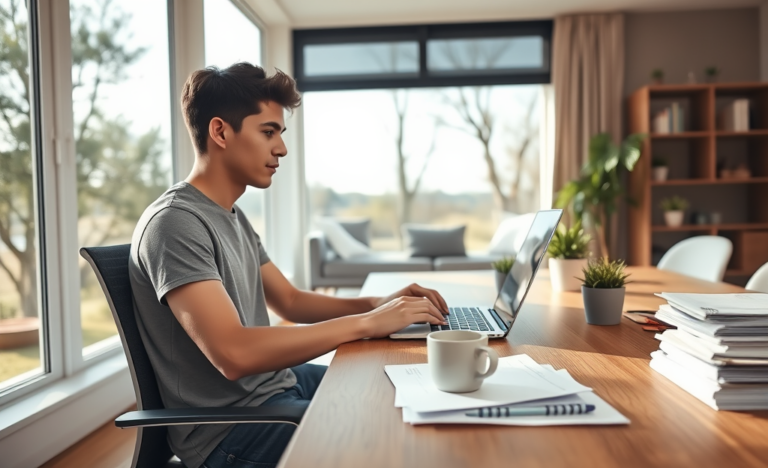 A person applying for a loan online at home