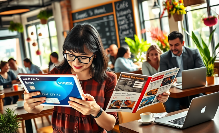 A collection of visually appealing credit card offers showcasing enticing bonuses and rates for consumers.