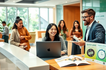 A visual representation of quick loan services featuring an online application interface.