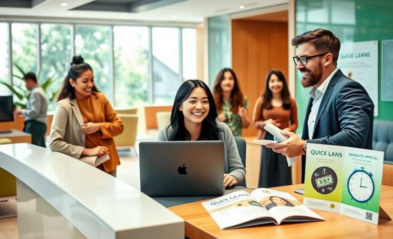 A visual representation of quick loan services featuring an online application interface.